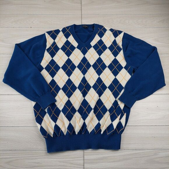 Jack Nicklaus Other - Vintage‎ Jack Nicklaus Sweater Mens Large Blue Argyle Cotton V Neck Pullover Dad